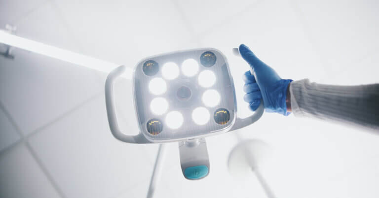 Looking up at surgical light