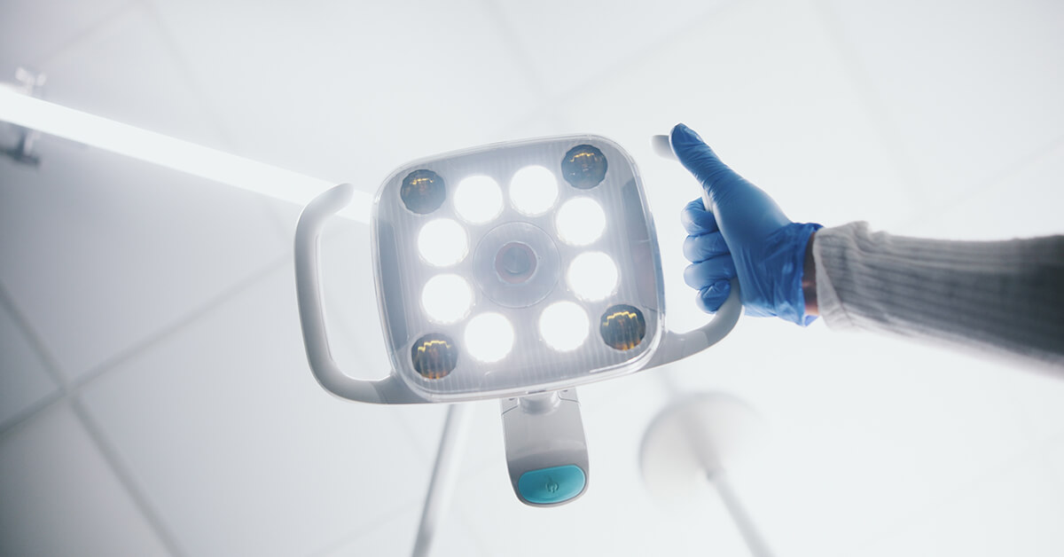 Looking up at surgical light